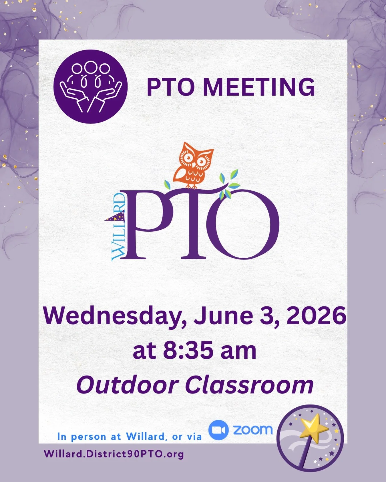 Final PTO Meeting! Tomorrow we will have a quick last PTO meeting to close business for the end of the year and send everyone off to summer! Join us in the outdoor classroom at 8:35!