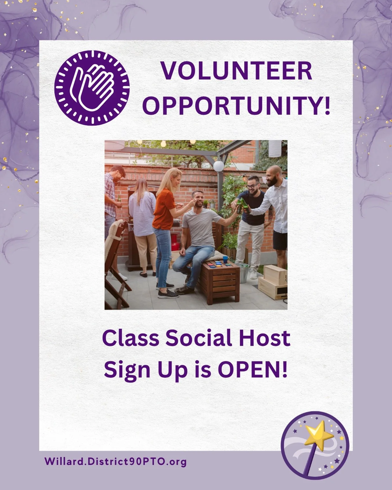 VOLUNTEER: Sign up to be a social host for your student&rsquo;s class! Social hosts coordinate a gathering for parents of the class, usually in the fall. The perfect way to meet other parents and support the PTO with a one-time gig! Learn more and si