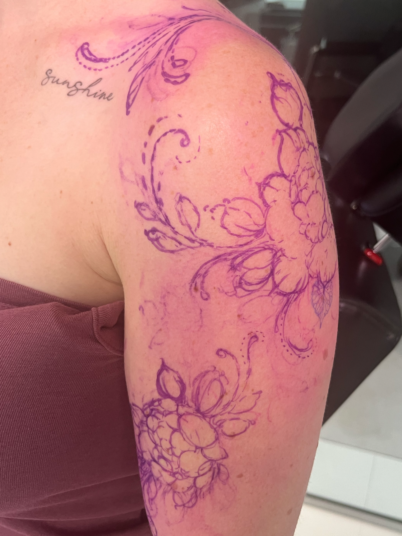 Pre-Drawn Peonies with Vines