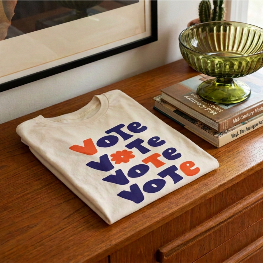Unisex Ecru "Vote and Bloom" T-shirt
