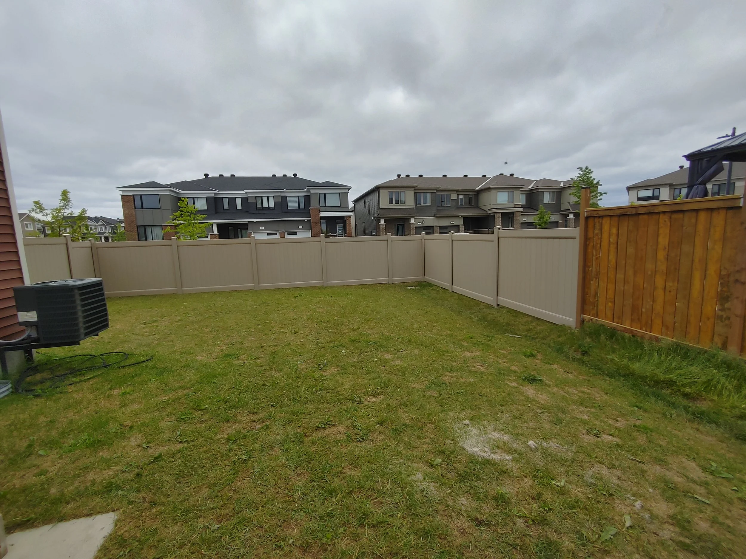 PVC Vinyl Fence with Gate, Vertical Boards, Adobe Color