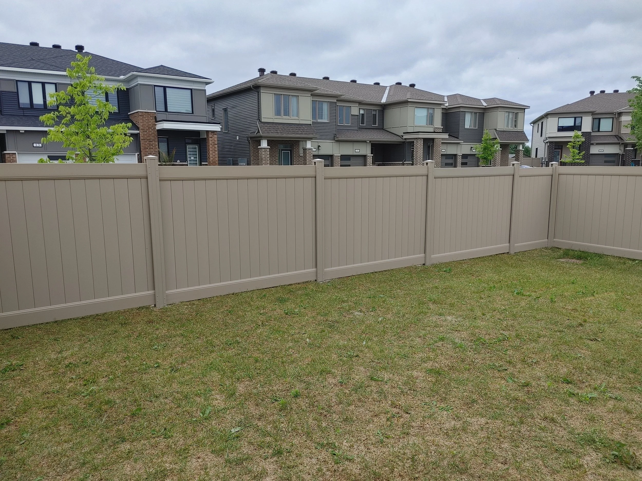 PVC Vinyl Fence with Gate, Vertical Boards, Adobe Color