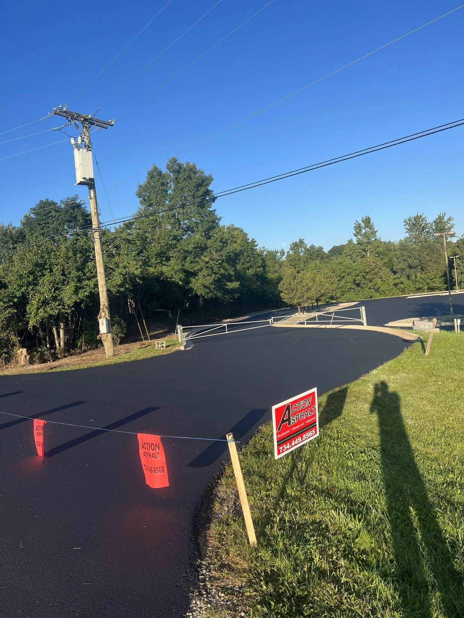 After seal coating and striping