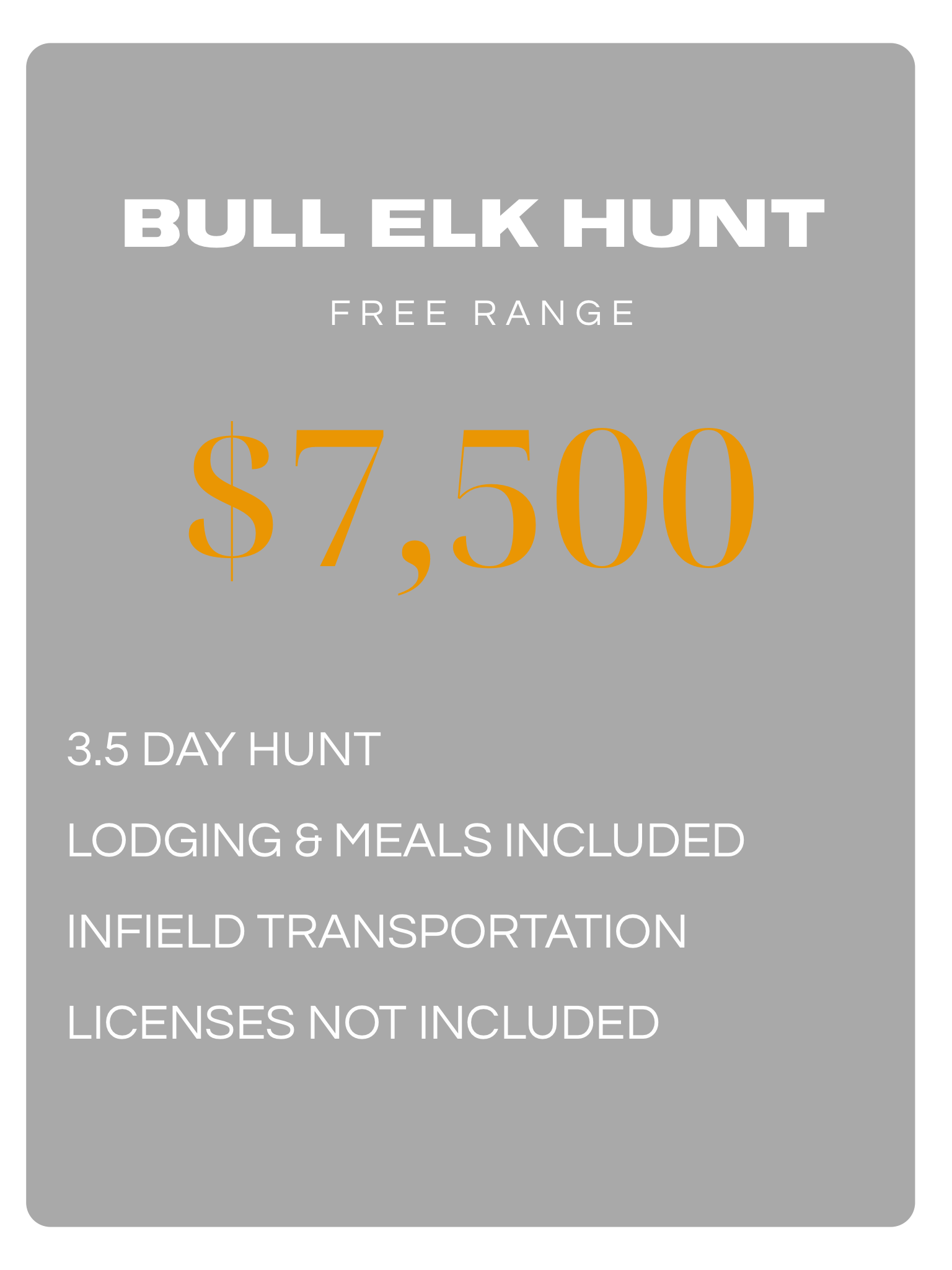 Colorado Bull Elk Pricing $7,500