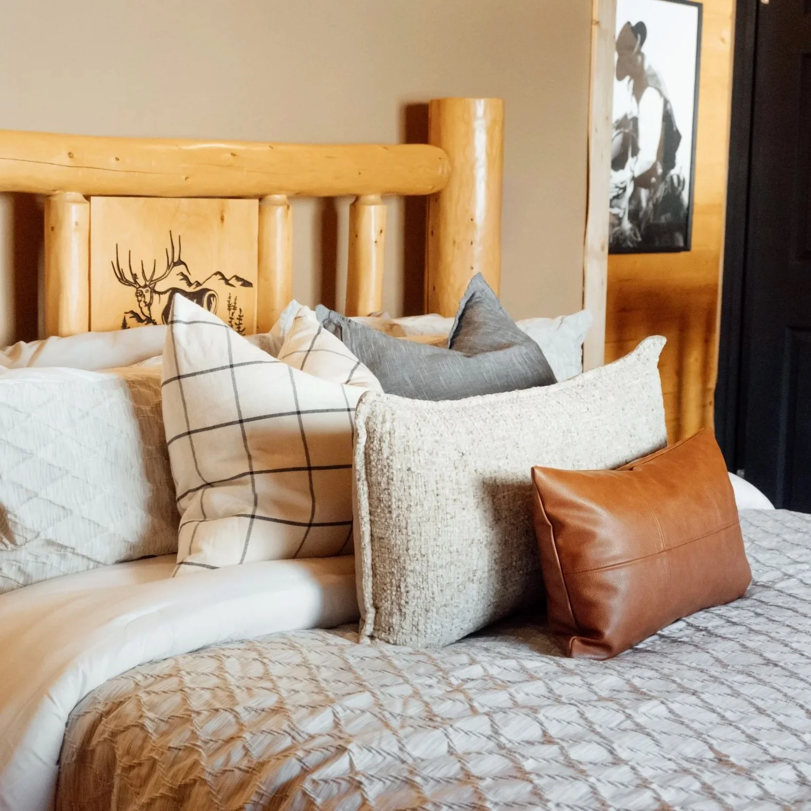 Private guest bedroom inside the SD Outfitters hunting lodge in Utah.