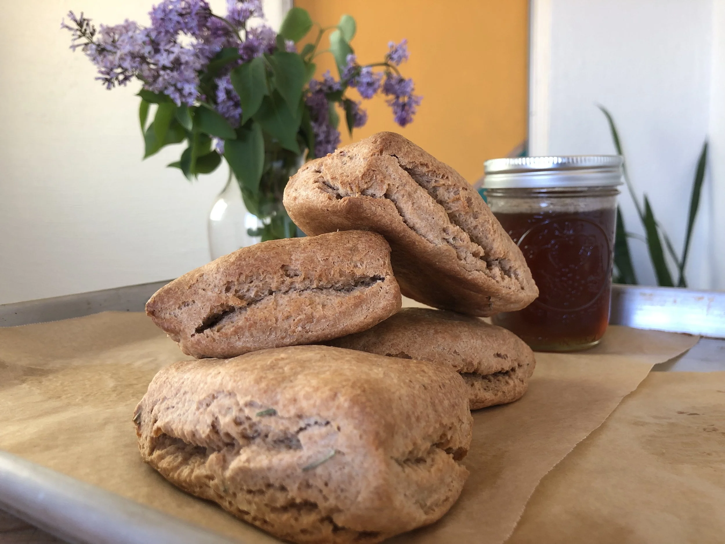 Sourdough Buttermilk Rosemary Einkorn Biscuits