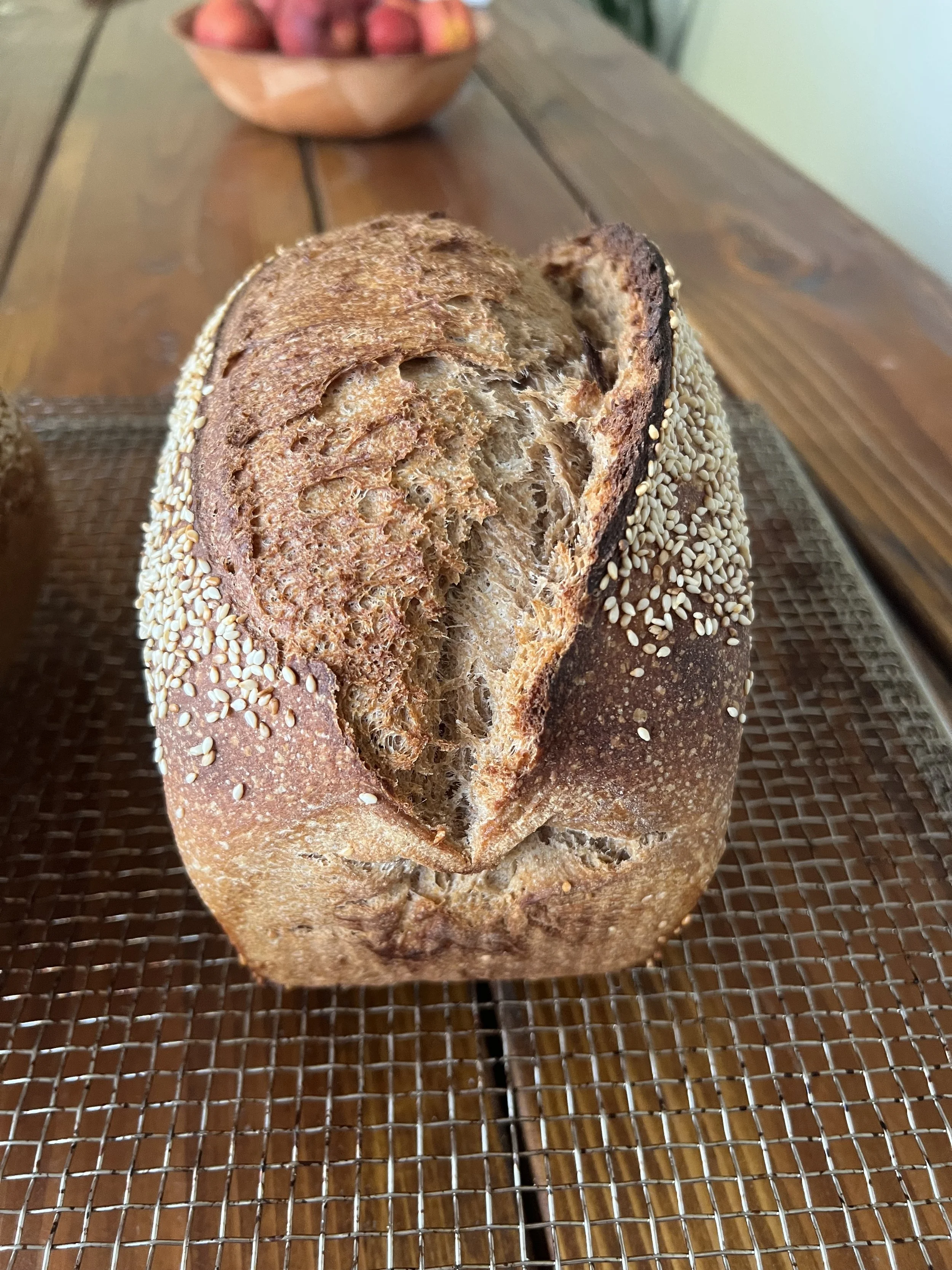 100% Whole Wheat Honey Sourdough