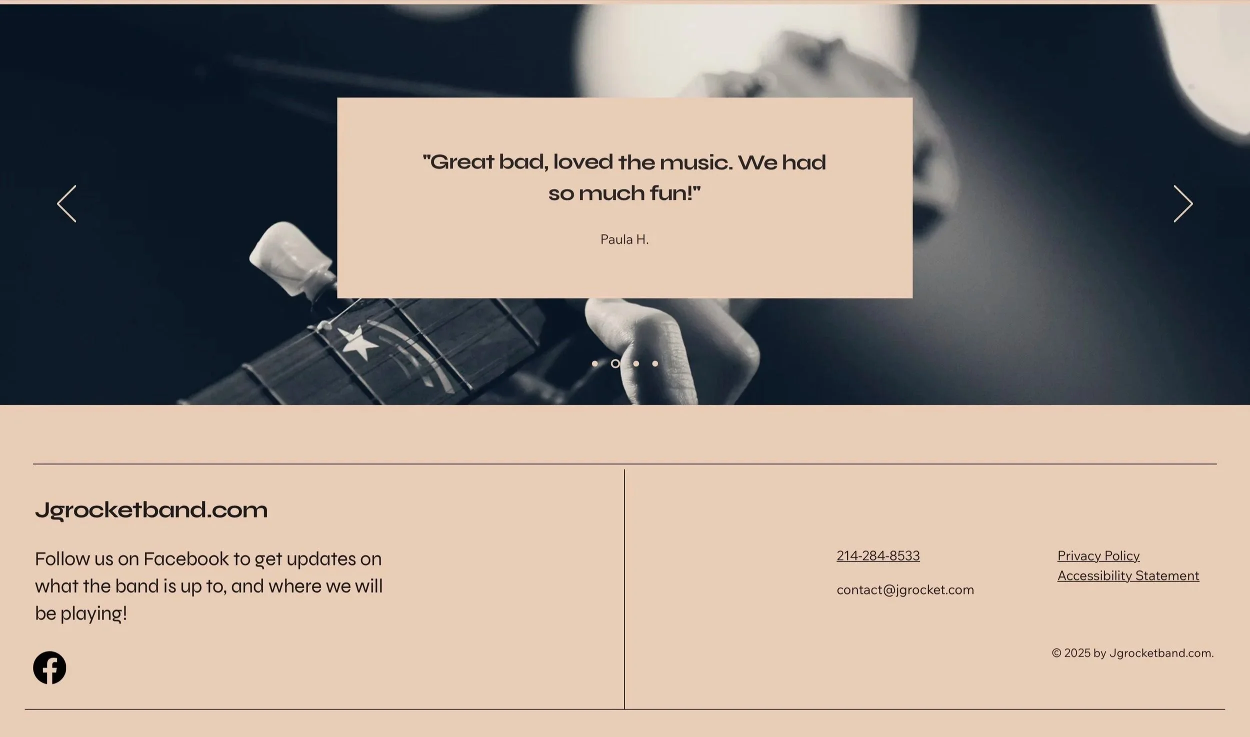 J. G. Rocket Band Website Home Page