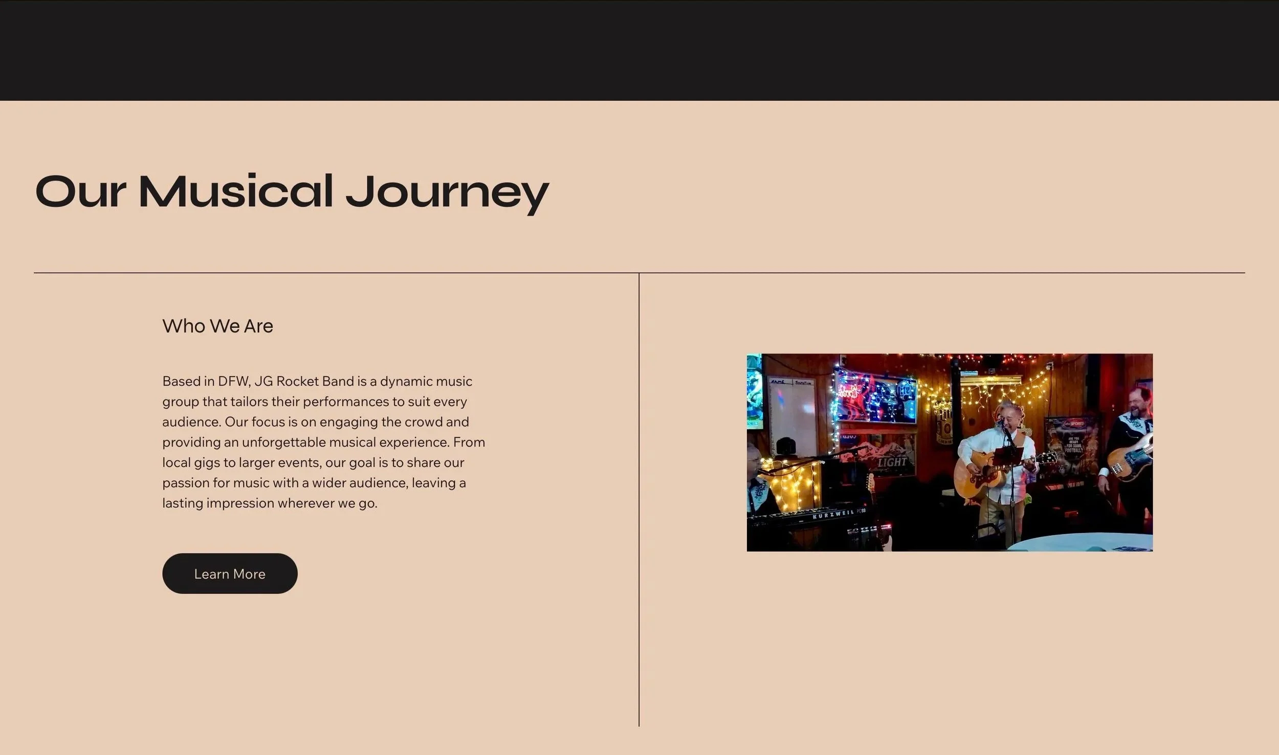 J. G. Rocket Band Website Home Page