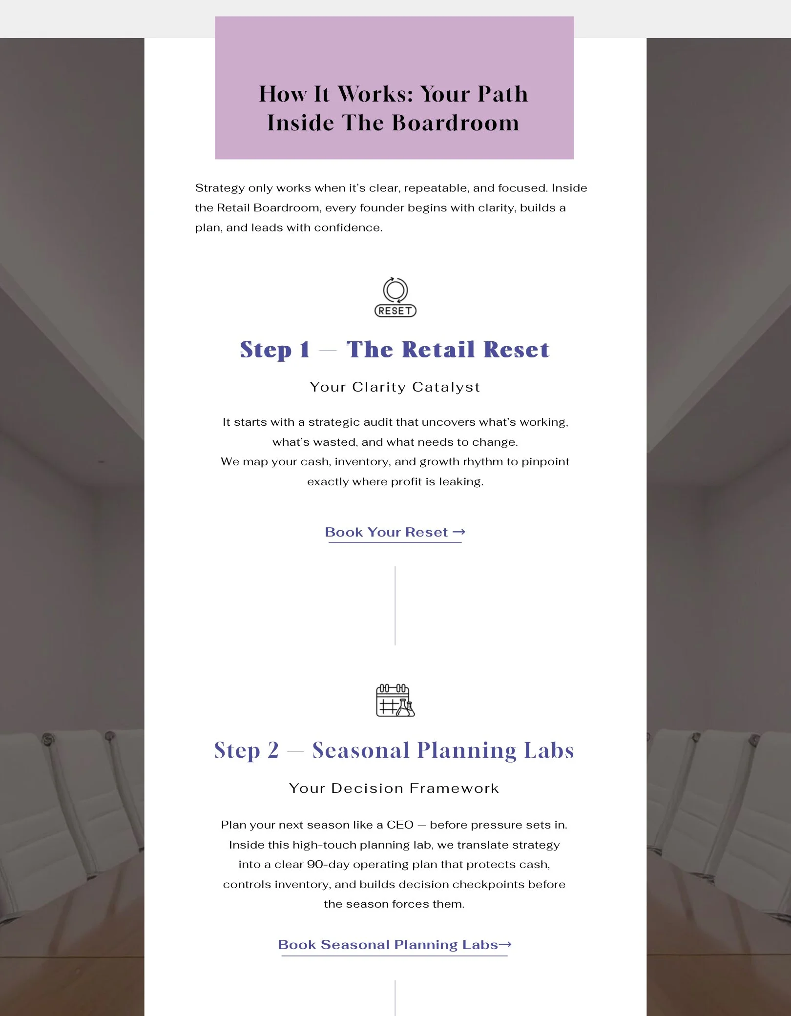 screenshot of emerged retail website