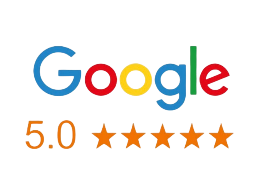 Google logo with a 5.0 star rating