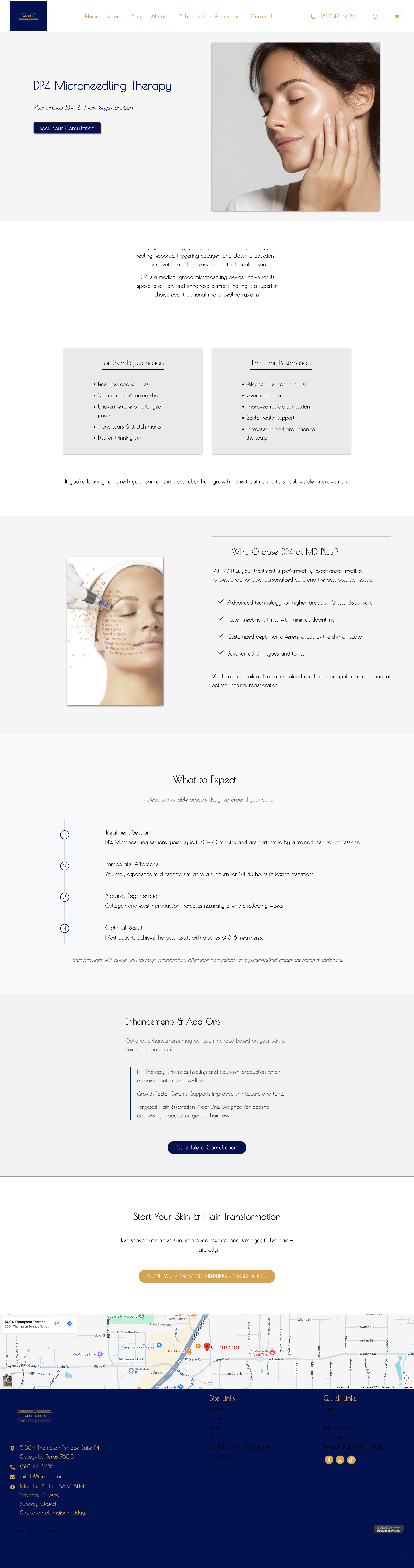 screenshot of micro needling service page of md-plus.net