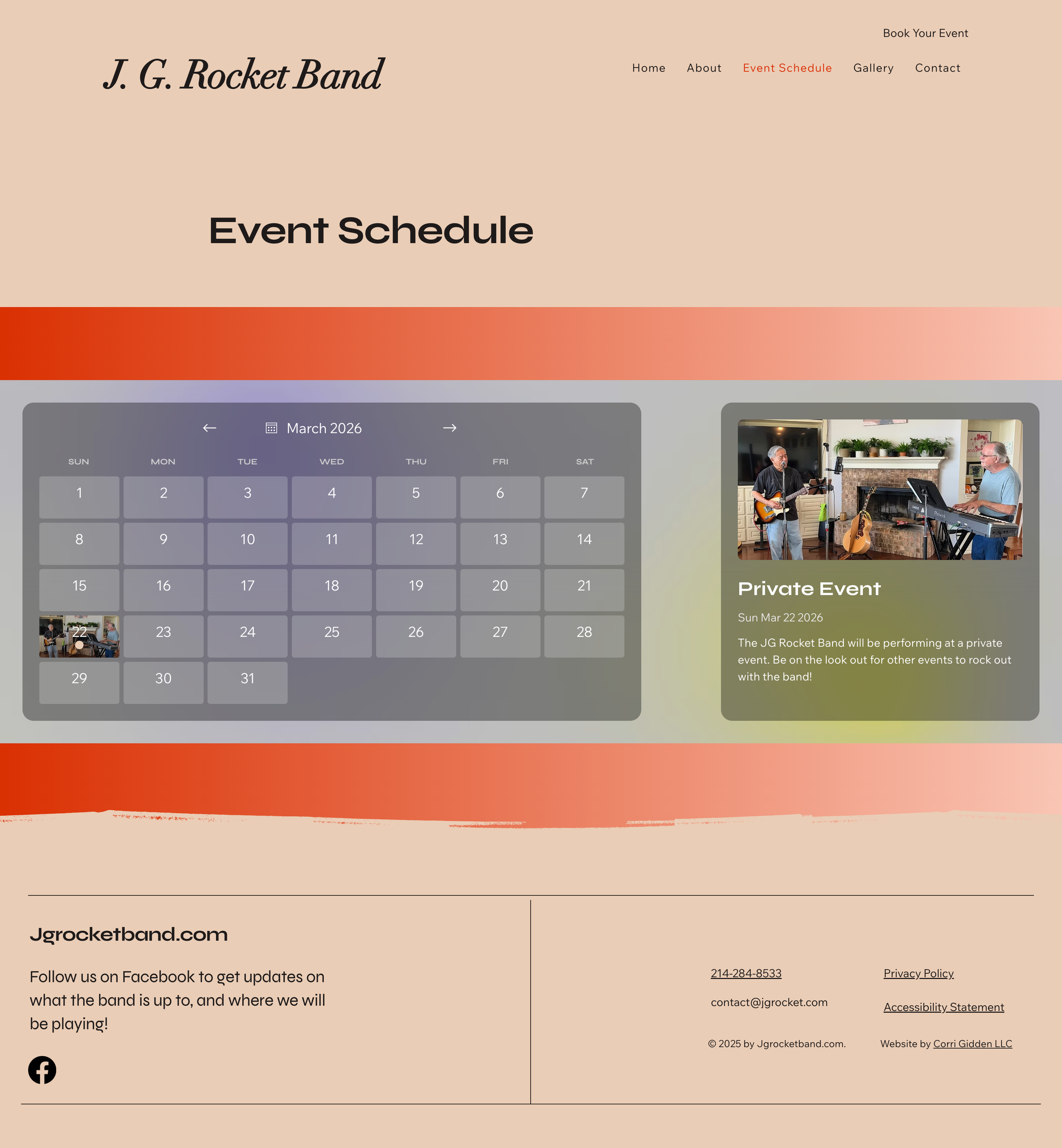 jgrocketband.com event schedule page