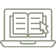 icon of laptop with an open book on the screen