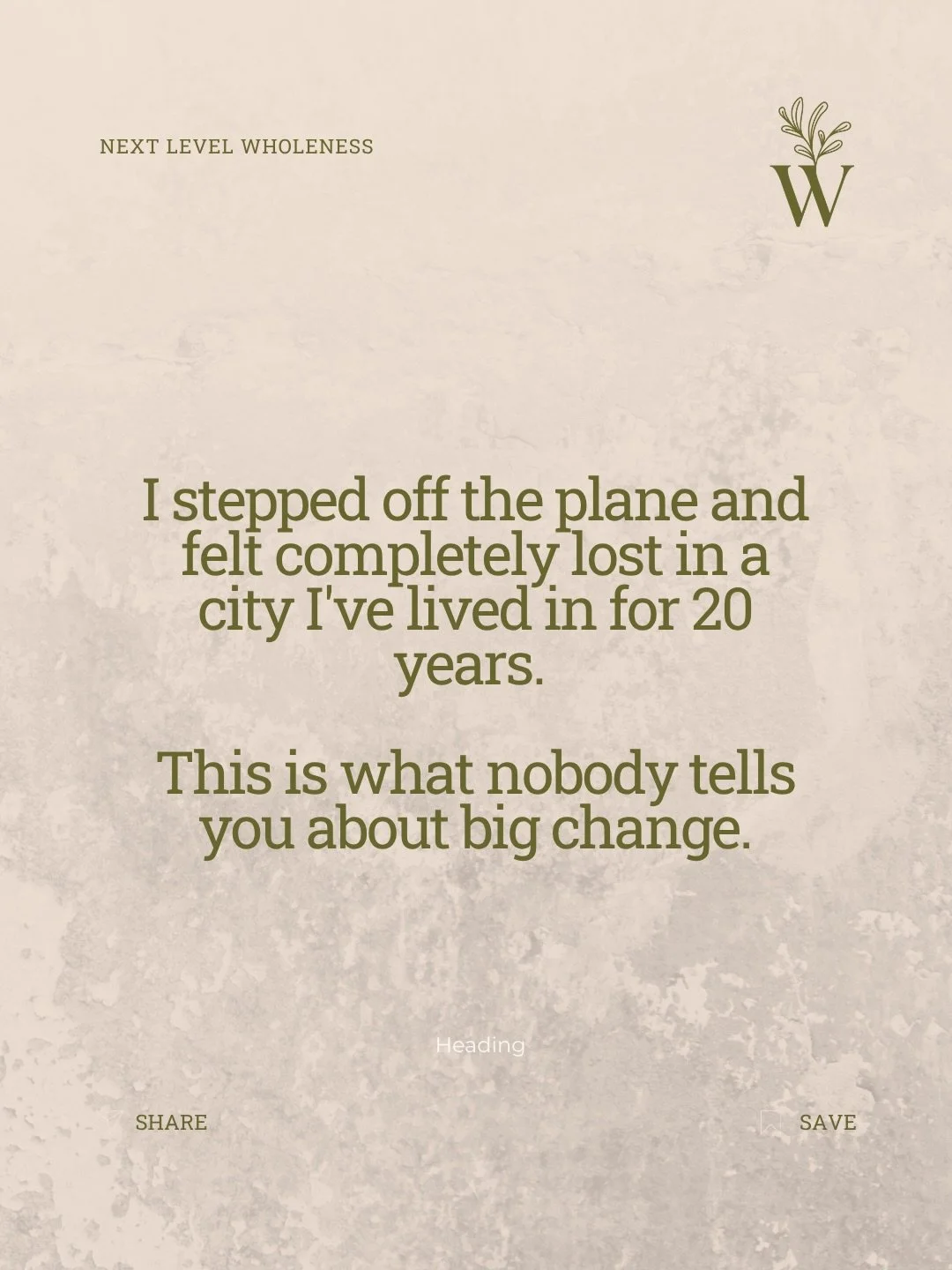 Stepped off the plane and felt like a stranger in a city I&rsquo;ve called home for over 20 years.

That&rsquo;s what real change feels like, and it&rsquo;s not  glamorous. Its not even Instagram-perfect, 
It&rsquo;s just disorienting and a little ra