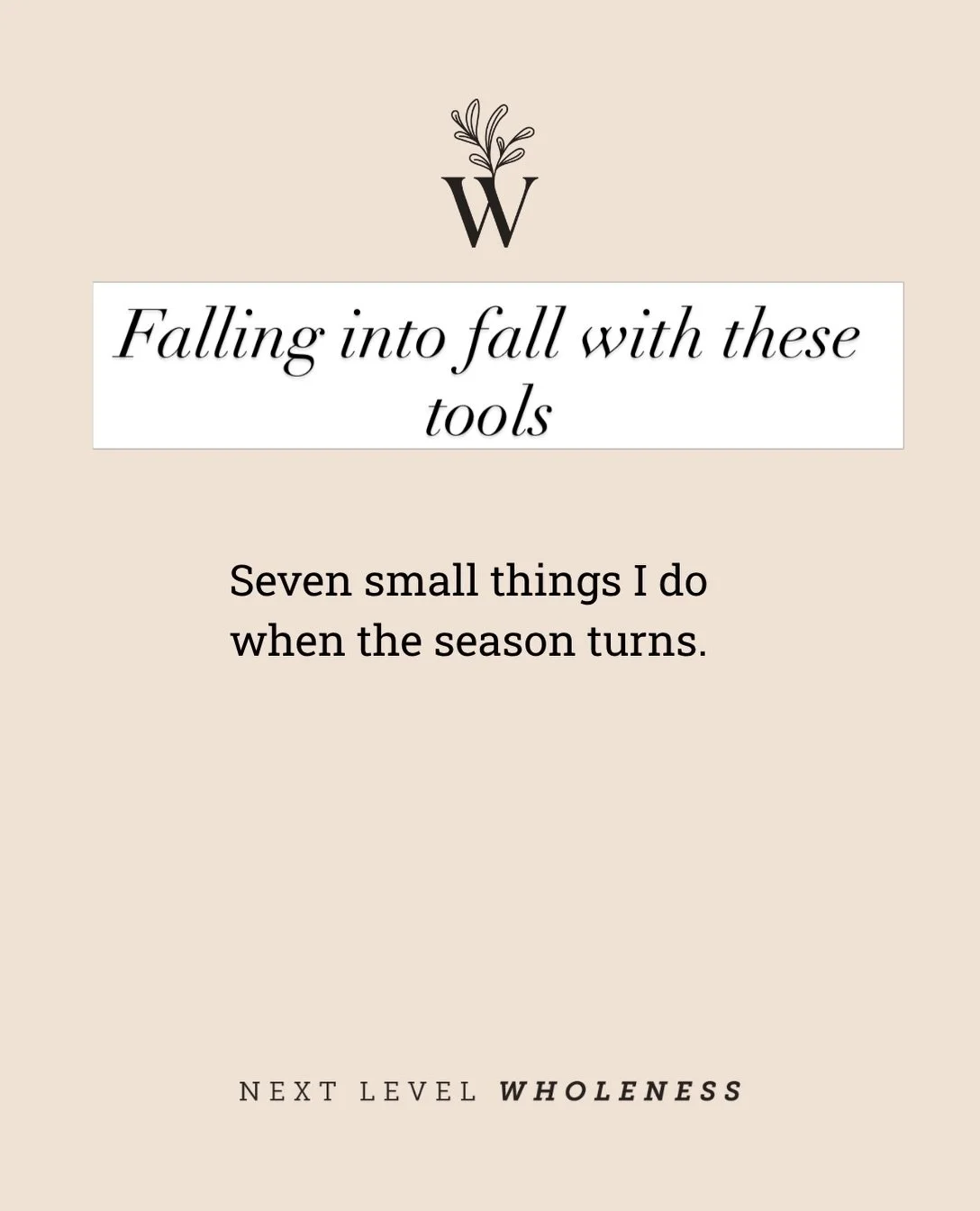 Seven small things I do when the season turns.

None of these are dramatic. That&rsquo;s rather the point. September is when everybody decides to overhaul their whole life, and by the second week of October most of us have quietly stopped.

So this i