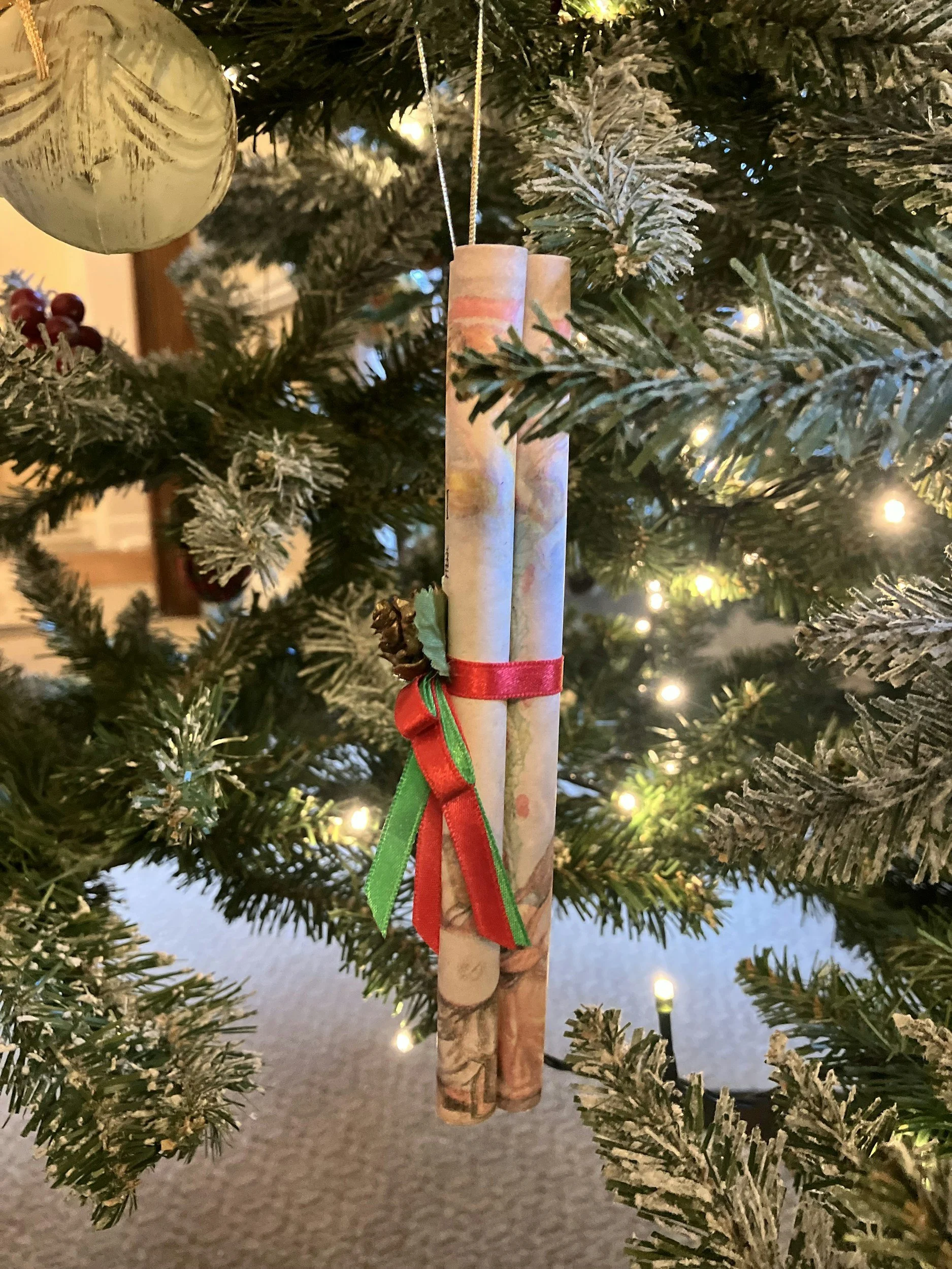 stock image of gift in christmas tree