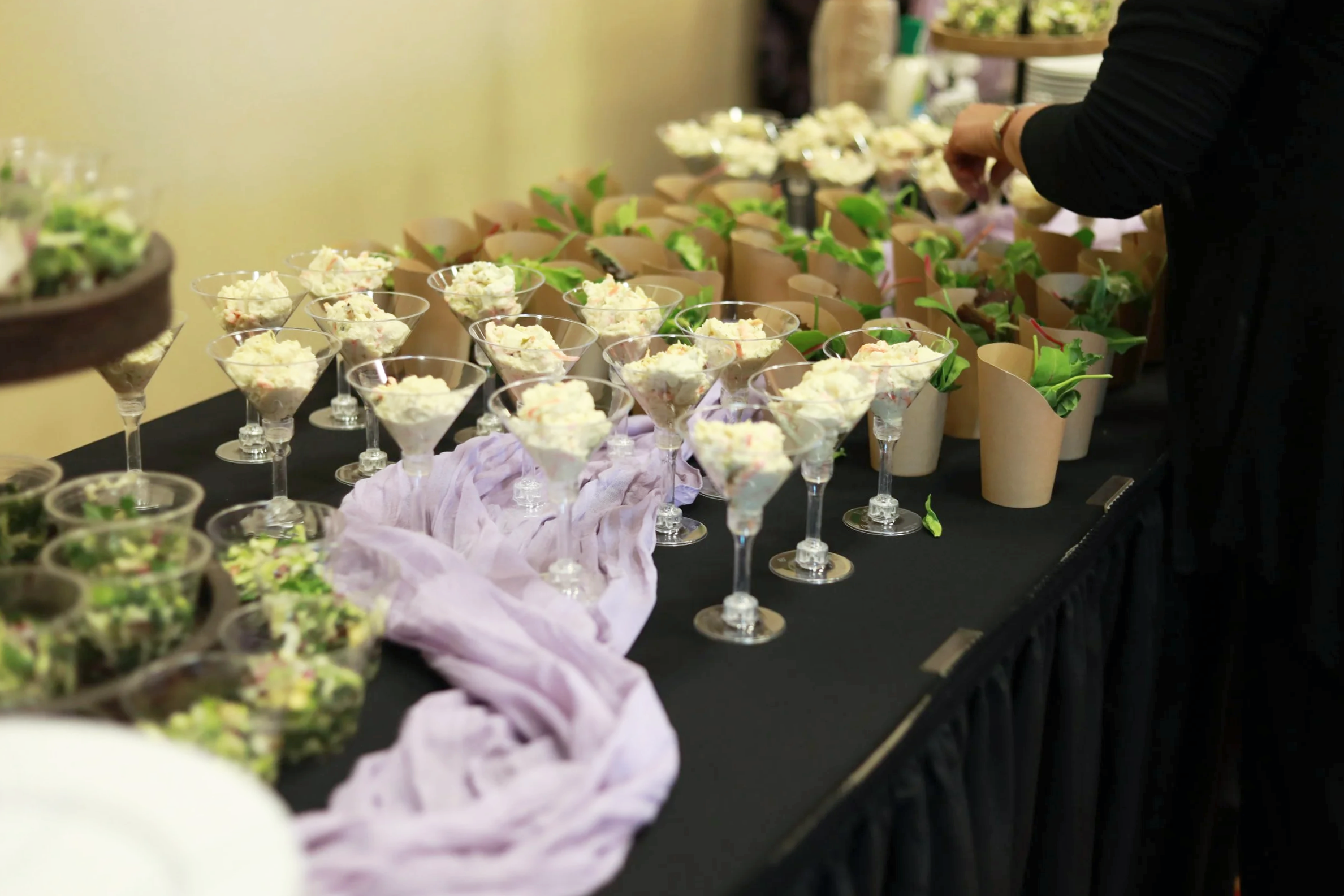 Victorville hilton garden inn convention room with food set up for womens day, high desert boss moms.