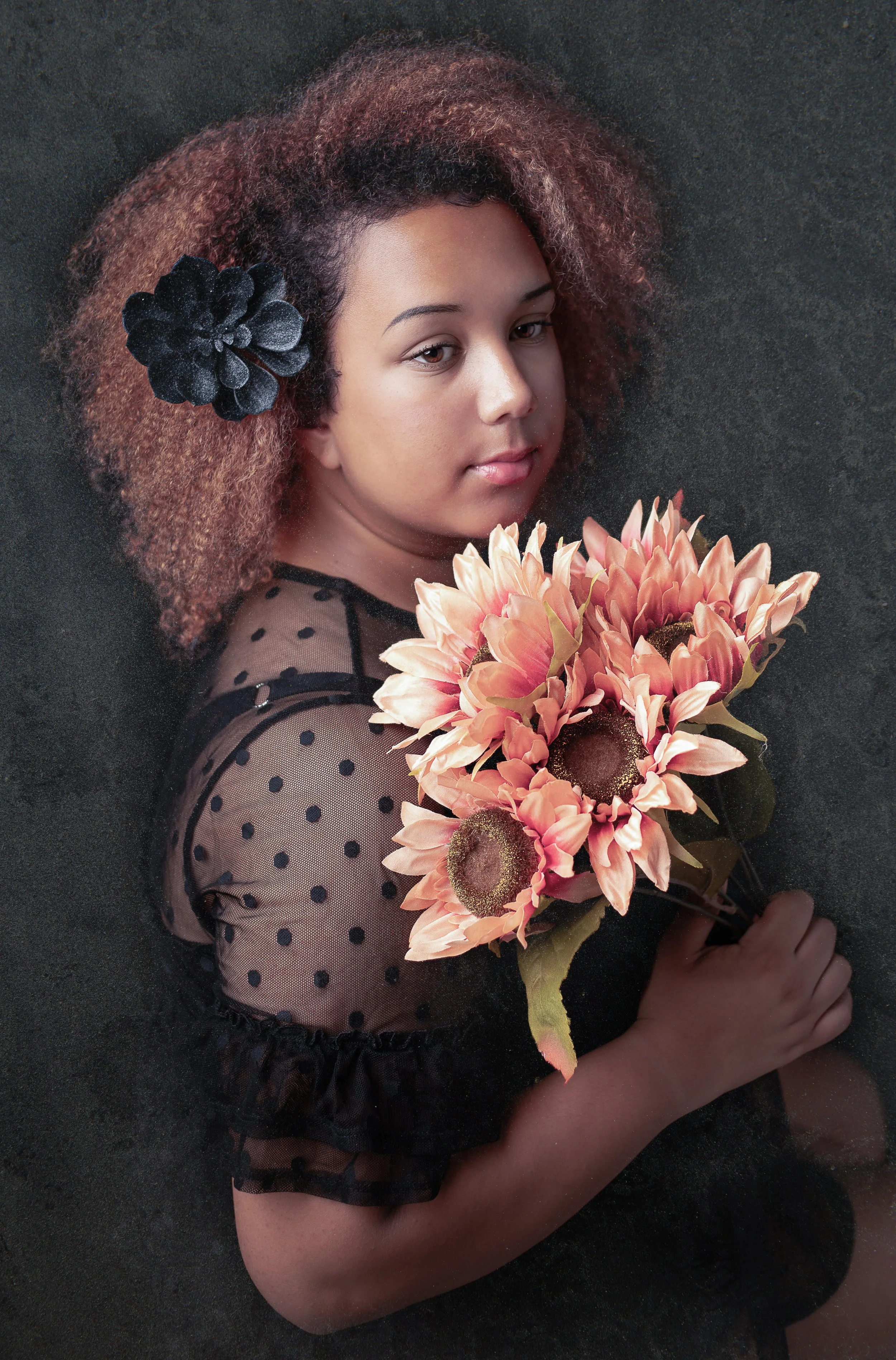 high school senior glamour portrait that looks like a painting in the high desert, southern california.