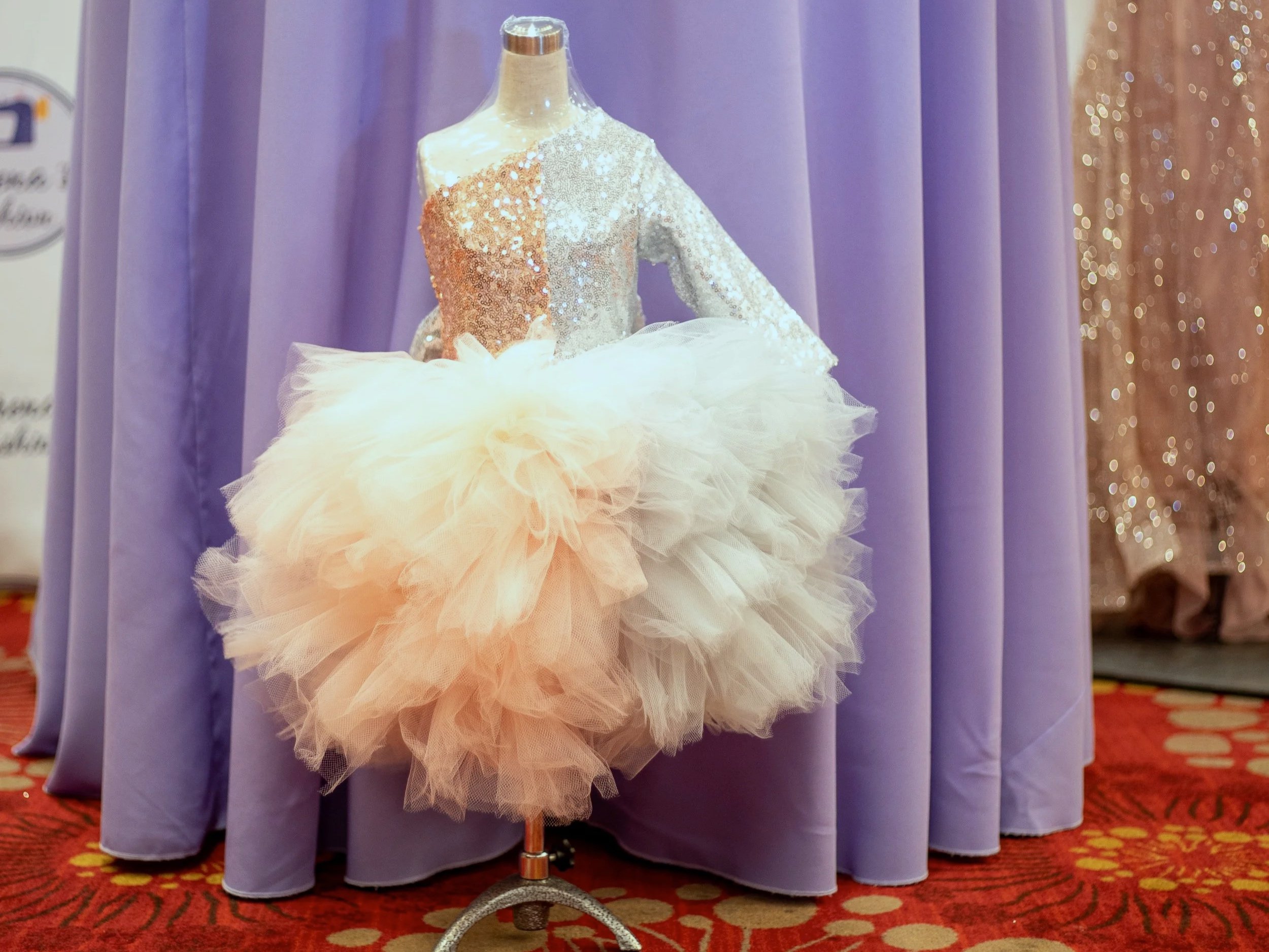 little girls tutu dress form in pale pink and sequins by fantasy fine art photographer, annette marie in the high desert, inland empire areas.