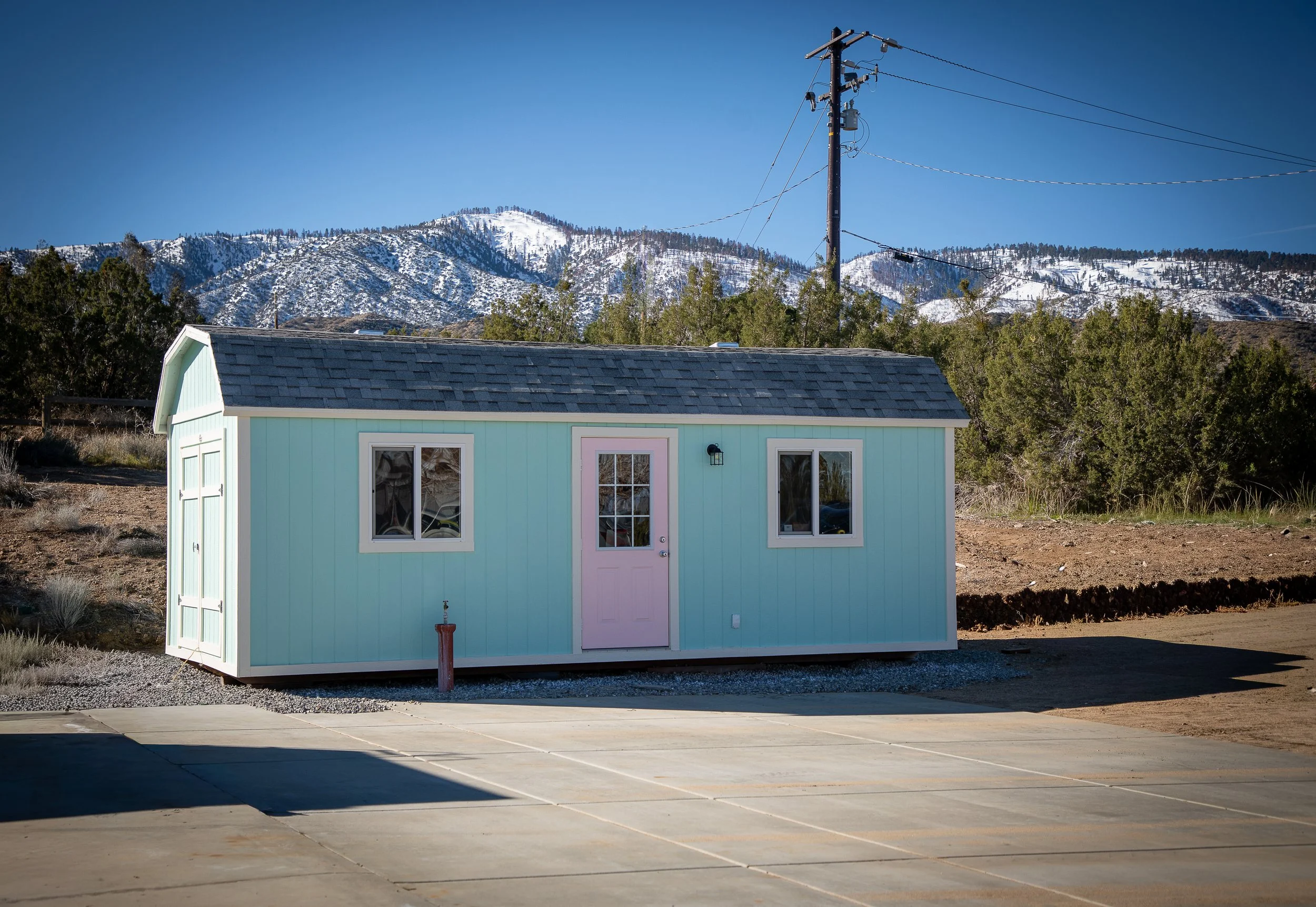 Photographer builds studio out of shed near hesperia, CA.