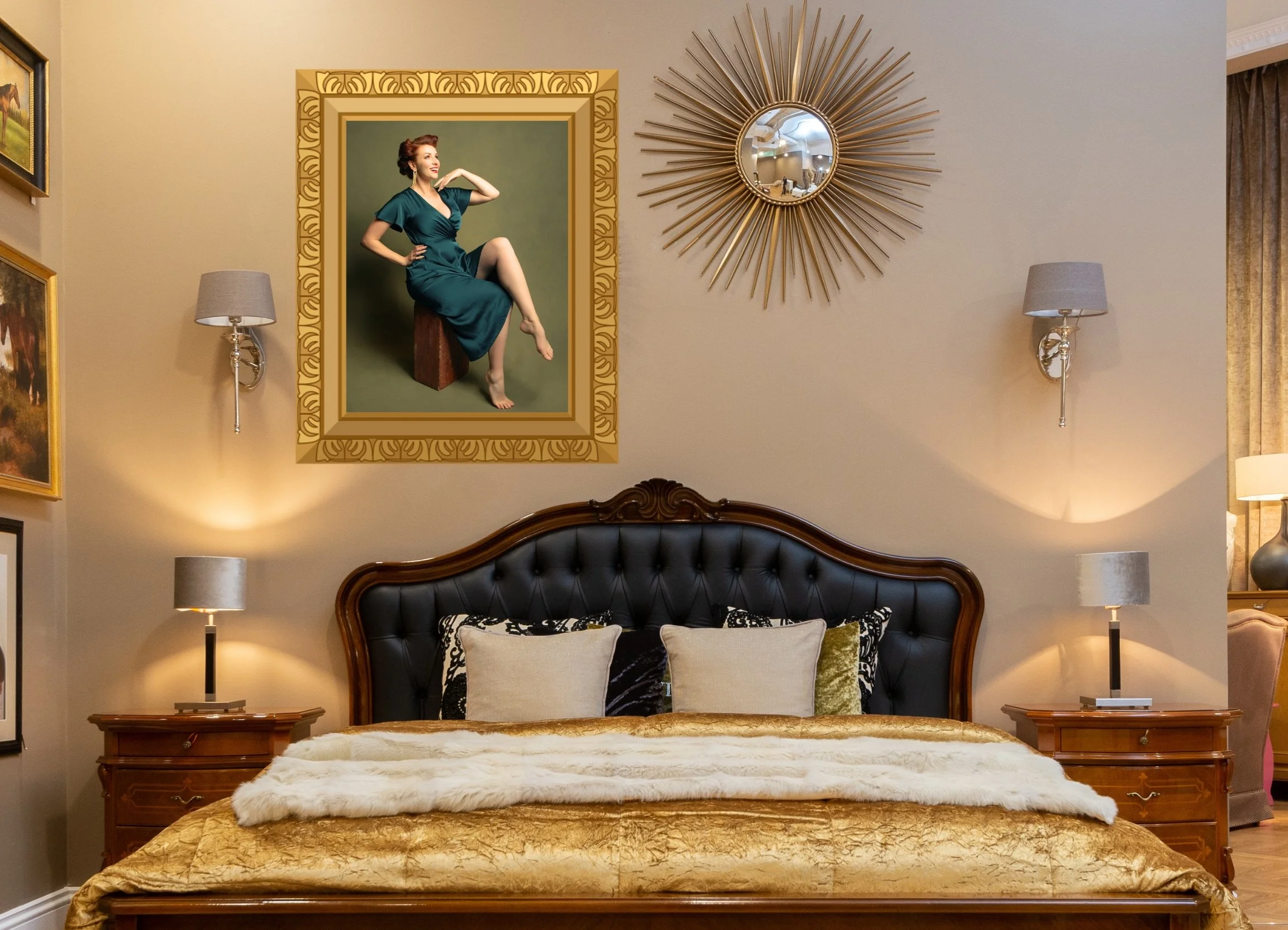 pinup wall art in bedroom