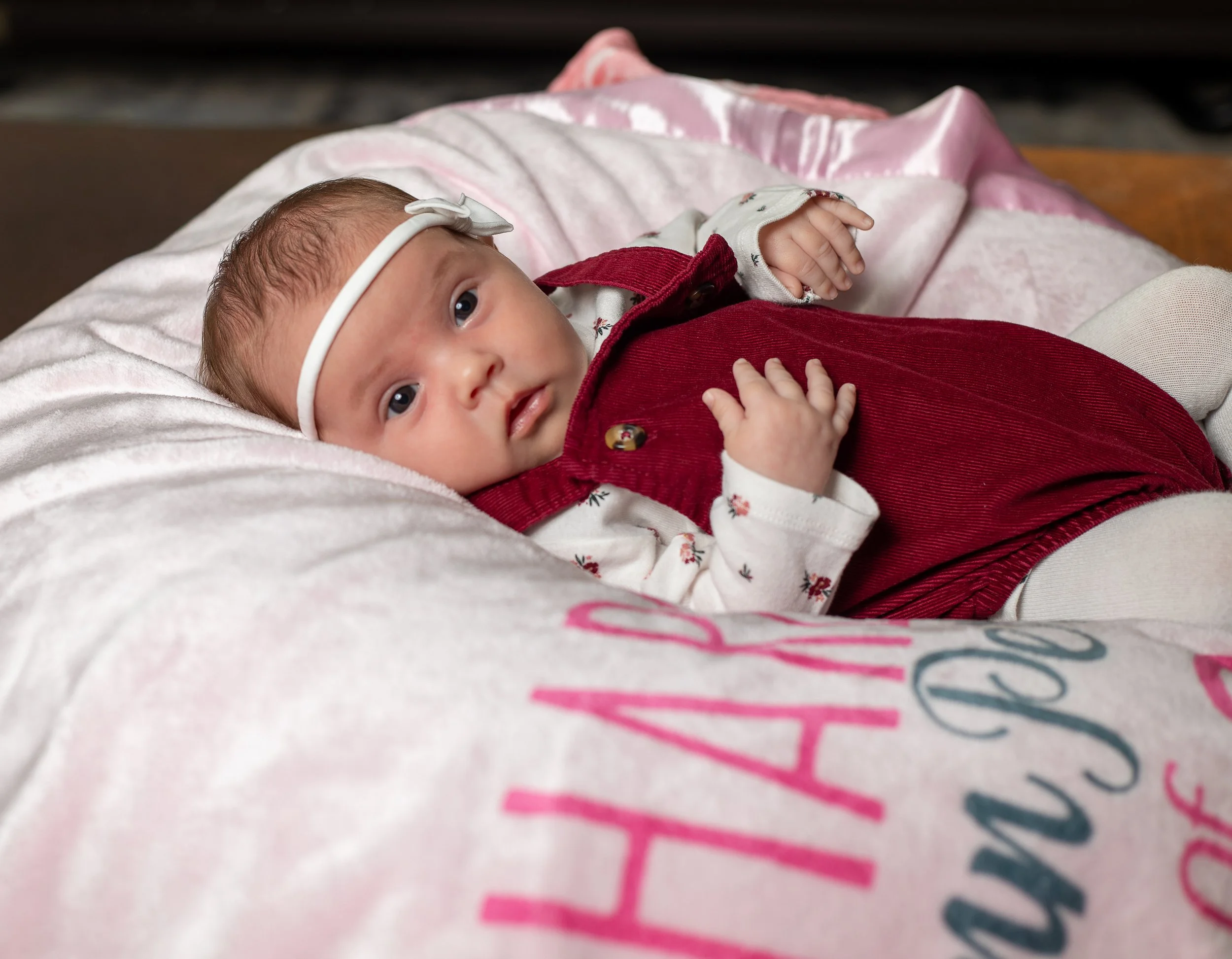 Personalized baby blanket photo taken by family photographer in the high desert, california.