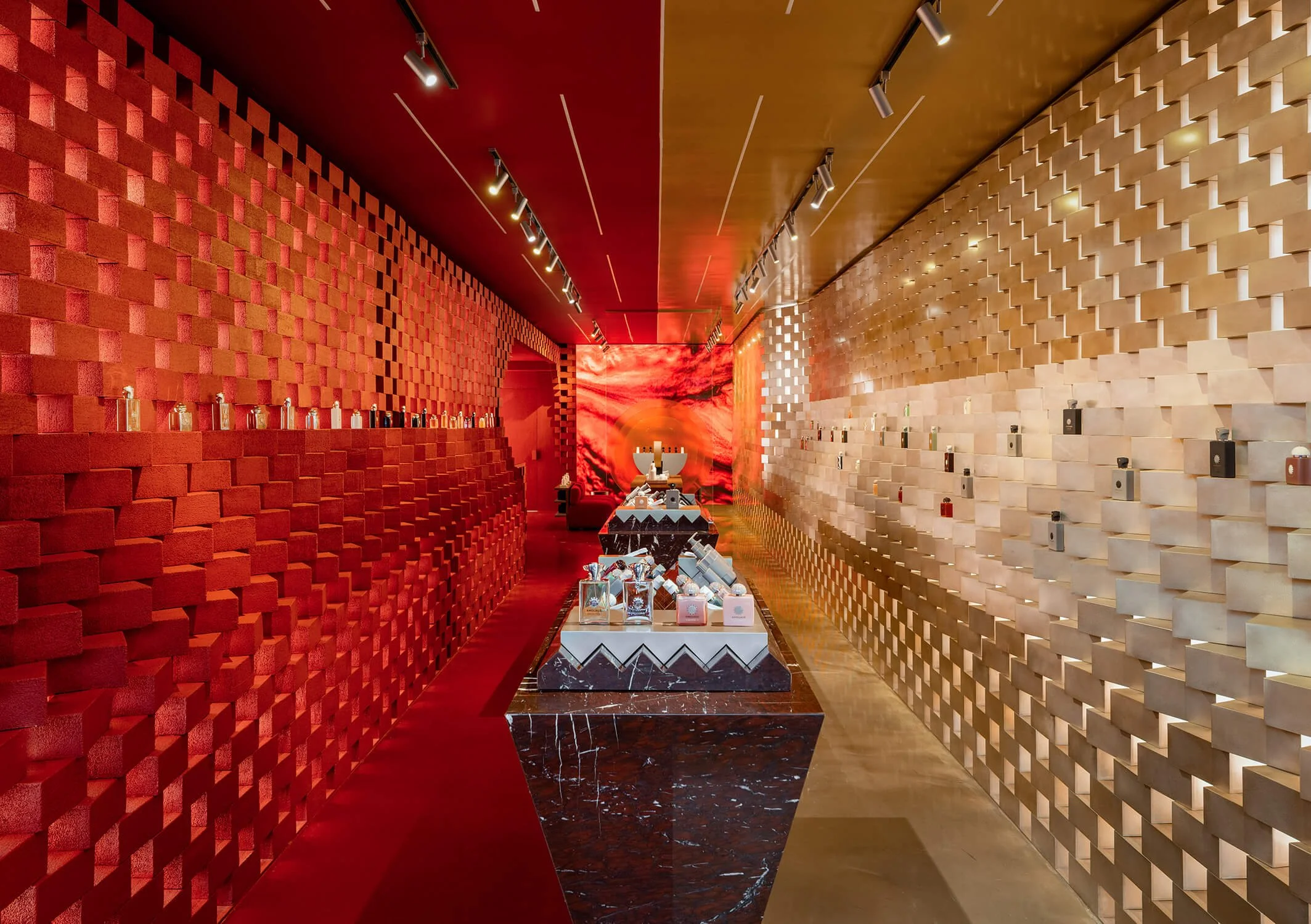 Retail interior of Amouage's Soho store captured by The Retail Archive, retail store photographers.