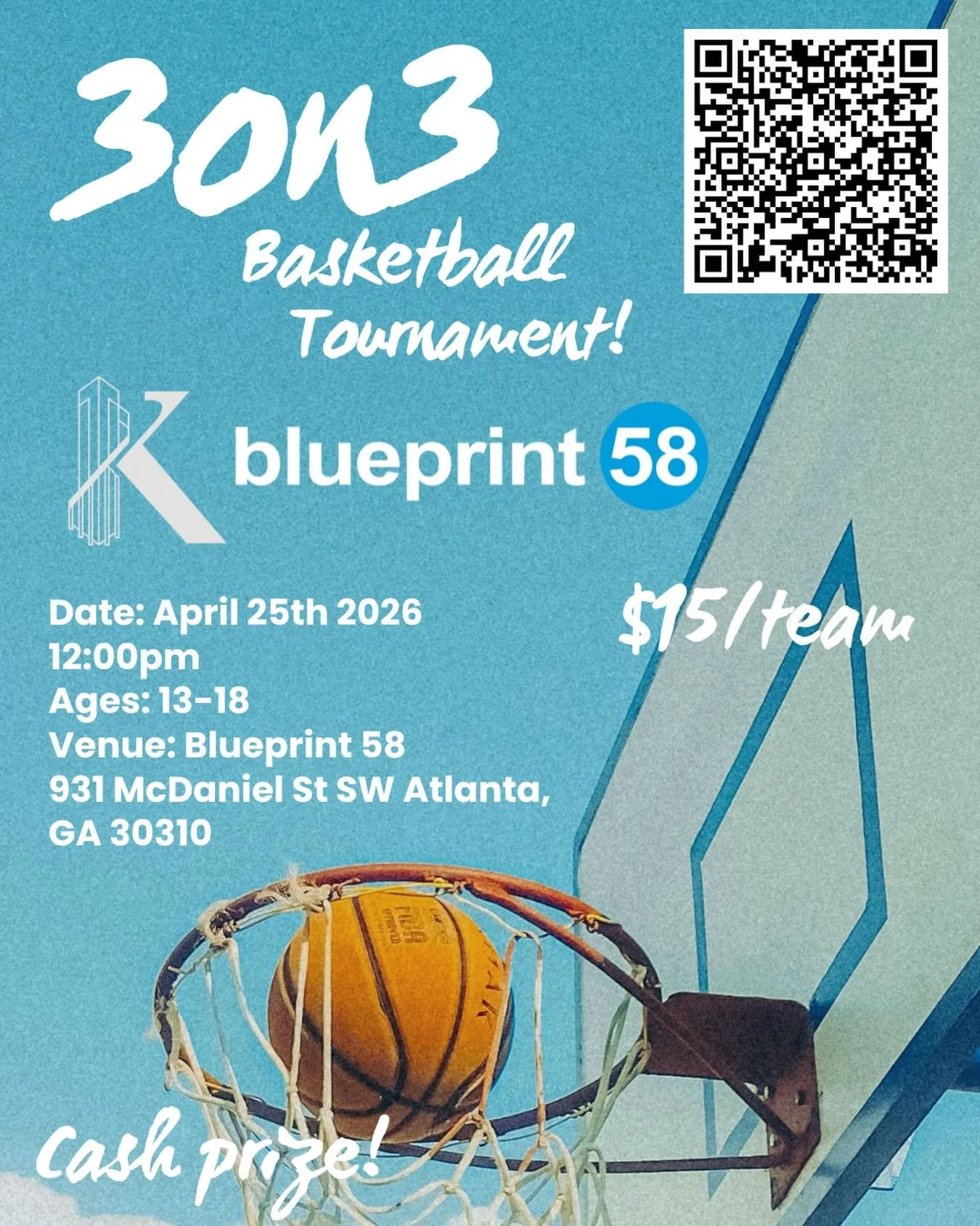It&rsquo;s spring break so no flag football this week, but this is your chance to sign up for our 3v3 basketball tournament coming up on April 25th! If you&rsquo;re 13-18, join us for fun, food, and cash prize! 🏀 link to sign up at QR code or in pro