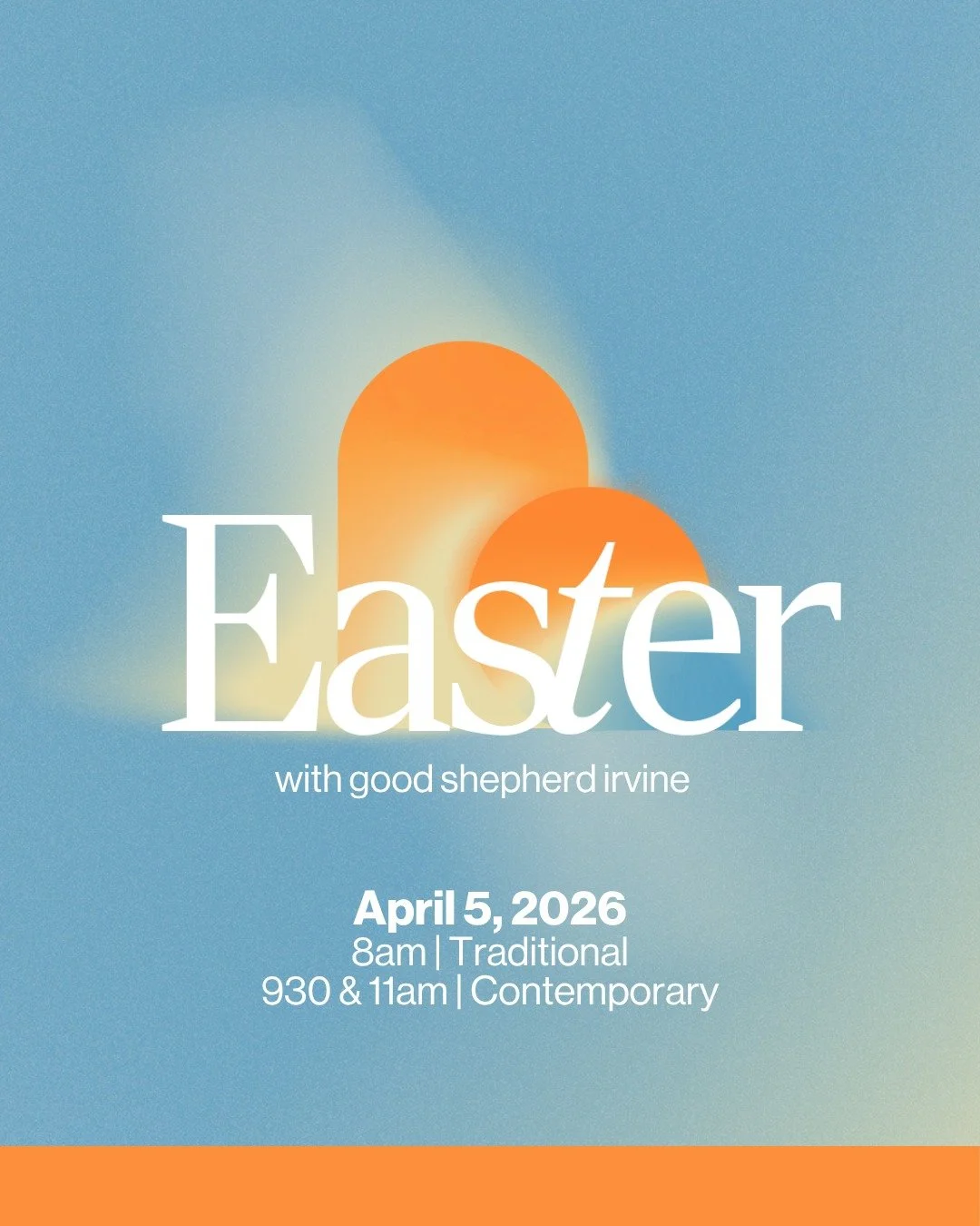 Easter services begin TOMORROW! We can&rsquo;t wait to celebrate the resurrection of Jesus with you. Make a personal invite and bring someone to one of our THREE Easter services!

Sunday, April 5th | 8am &bull; 9:30am &bull; 11am