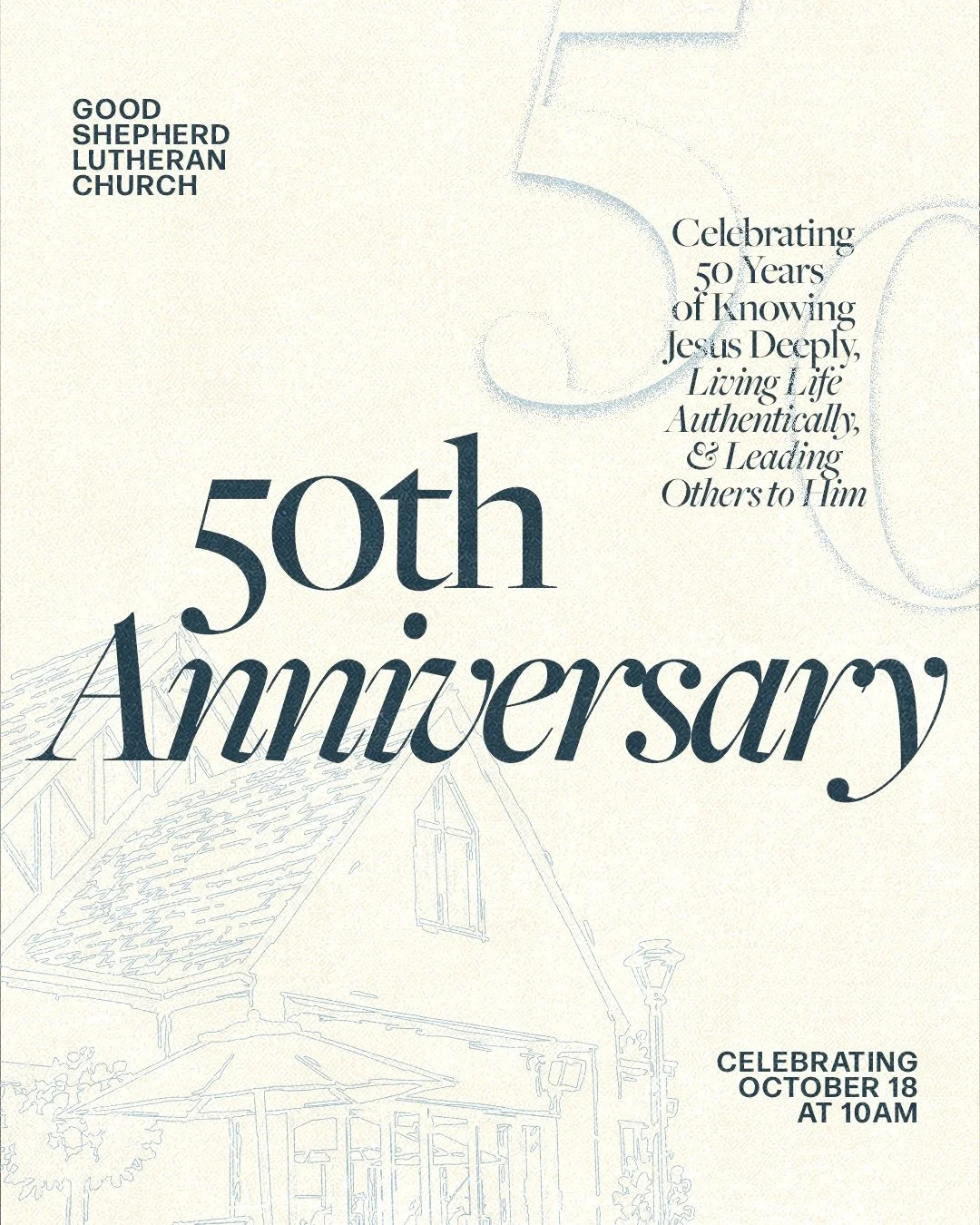 Celebrating 50 years of knowing Jesus deeply, living life authentically, &amp; leading others to Him.

On Sunday, September 18 at 10am, join us for one blended worship service that brings our traditional and contemporary worship into one room, with c