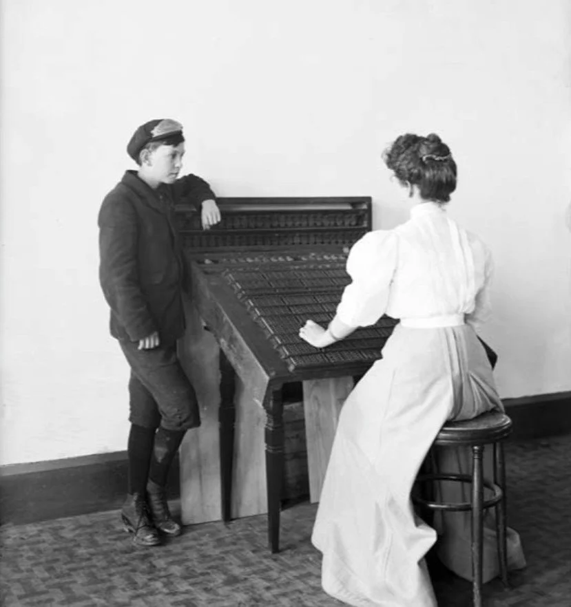 Rocky Mountain Bell Telephone Company - First Switchboard and Operator courtesy of Utah State Historical Society
