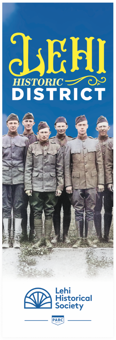 World War 1 veterans were the organizers of Lehi's Service Star American Legion Post 19. Shown here in front of Memorial Hall are, front left to right: Clyde Varney, Slyvester Broadbent, Harold Fox, Cyrus Thompson, Clarence Holmstead, JohnWhipple, Th