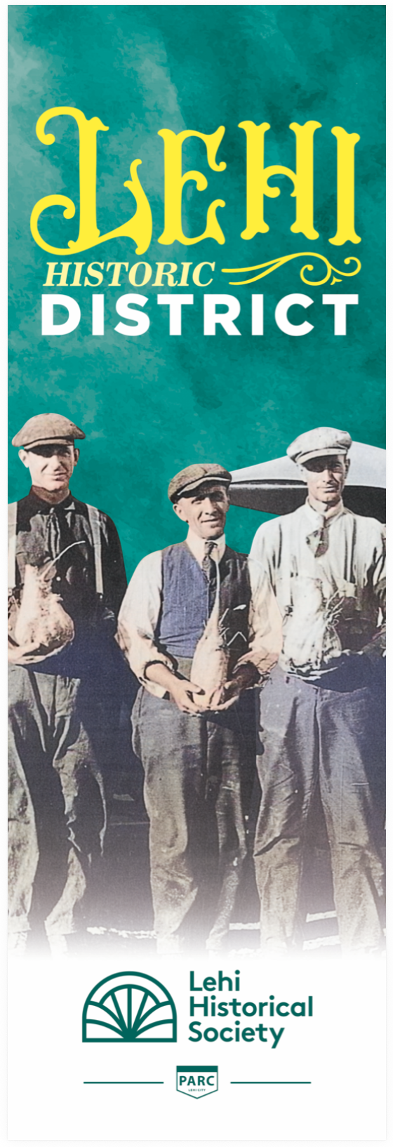 Lehi Sugar Factory administrators from left to right: Parley Jensen, Roy Darlington, Charles Crabb, William Goates, Rone Jensen, unknown (Hutchings). ArchivEra #006341.