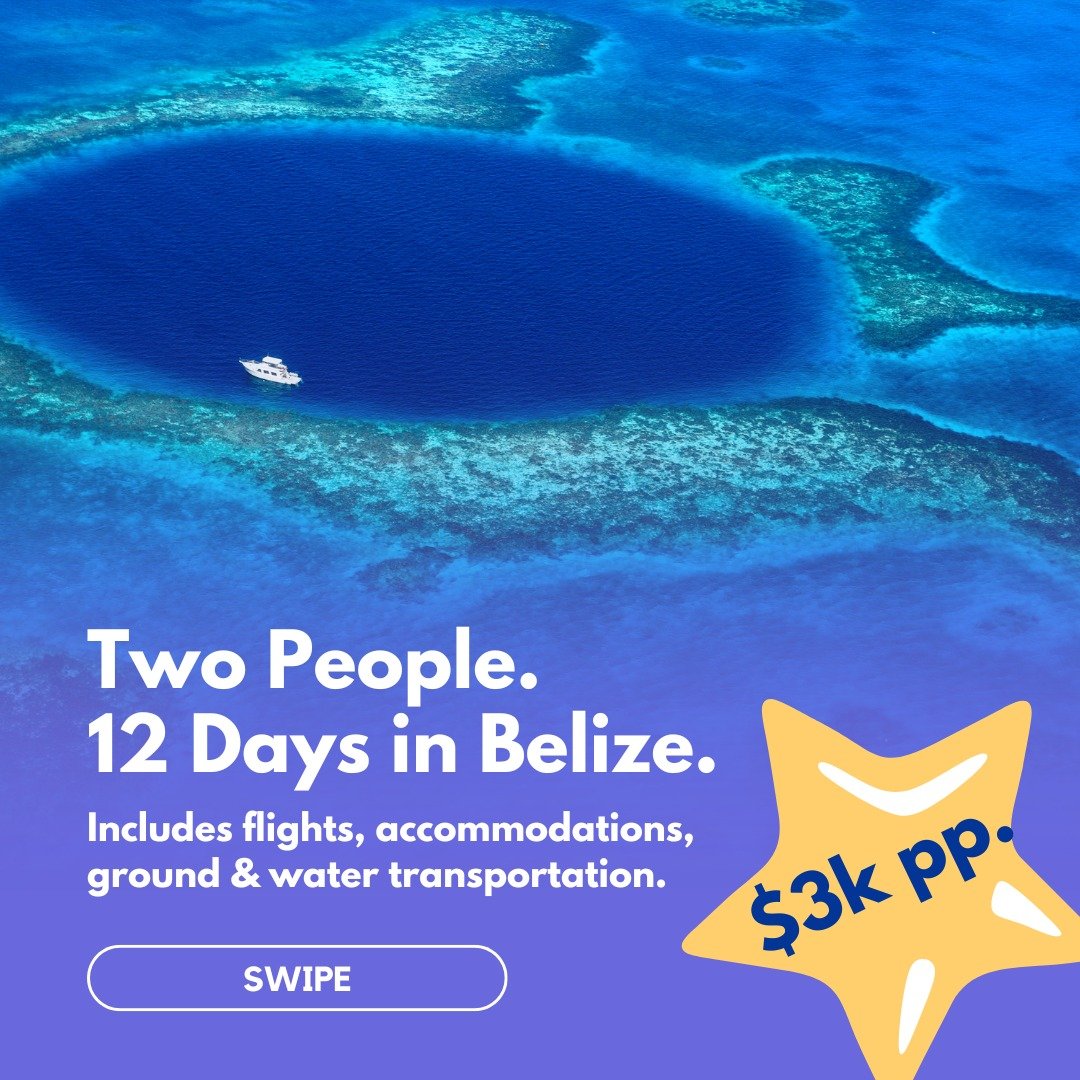 Clients just booked this 12-day trip to Belize for $3,000 per person!

Price includes:

✈  flights to/from Dayton to Belize, 
🛌 accommodations at two boutique properties, 
🚢 all air, ground and water transfers. 

Need help planning a trip this year