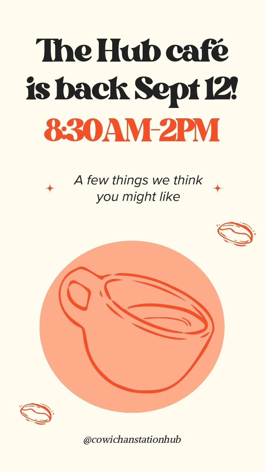 The day you've been waiting for is almost here! Join us the Hub Cafe tomorrow, Sept 12, 8:30am-2pm