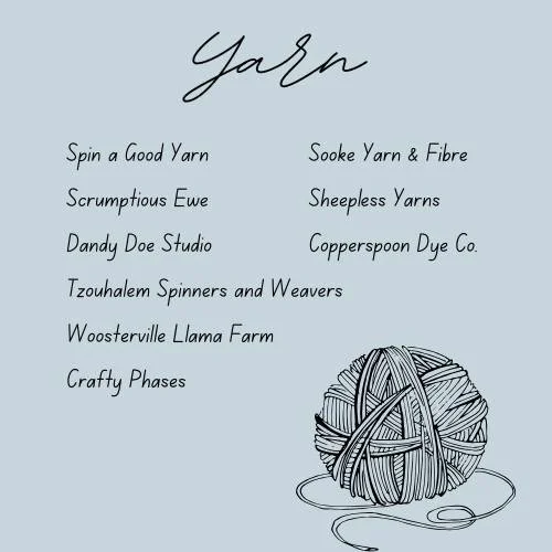 It's Day 2 of our F&amp;FF countdown and it's the largest category - YARN. From locally grown heritage breed wool to allergy-friendly cotton to gorgeous hand-dyed offerings in every colour imaginable, our vendors will have the right yarn for whatever