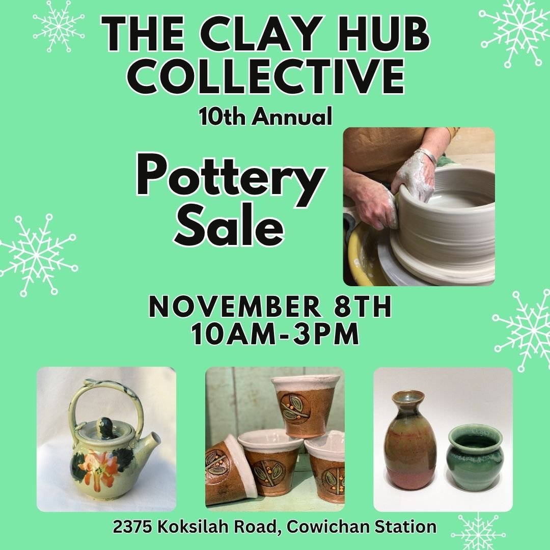 The @theclayhubcollective annual pottery sale is back for it's 10th year! Come out on Saturday, November 8th 10am-3pm at the Hub to  support local potters and our very own clay studio. There will be lots of different vendors with a variety of work fo