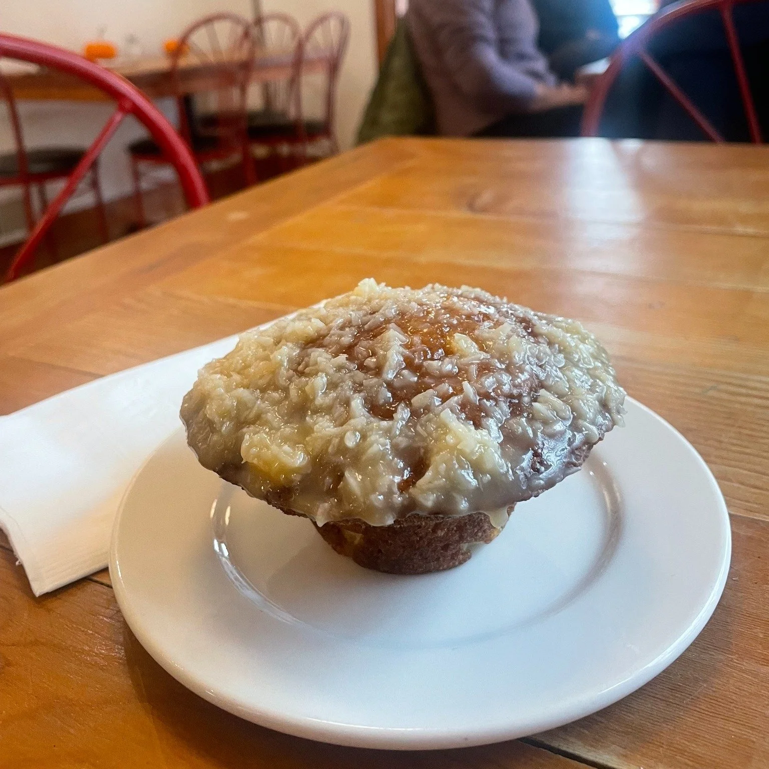 "This [coconut-frosted Cajun pineapple muffin] is the best muffin I've ever had."
 - A very happy Hub Caf&eacute; customer.

Come find out if you agree! We'll be here until 2pm.
