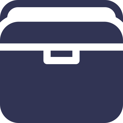 Icon of a closed briefcase or lunchbox with a handle on top.