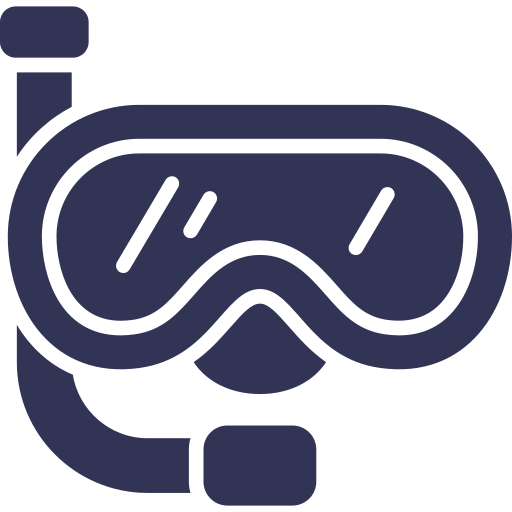 Silhouette of a snorkel mask and snorkel tube.