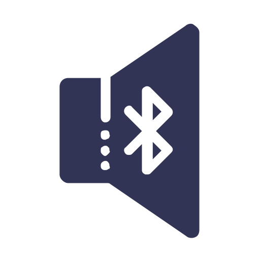 Bluetooth speaker icon with sound waves.