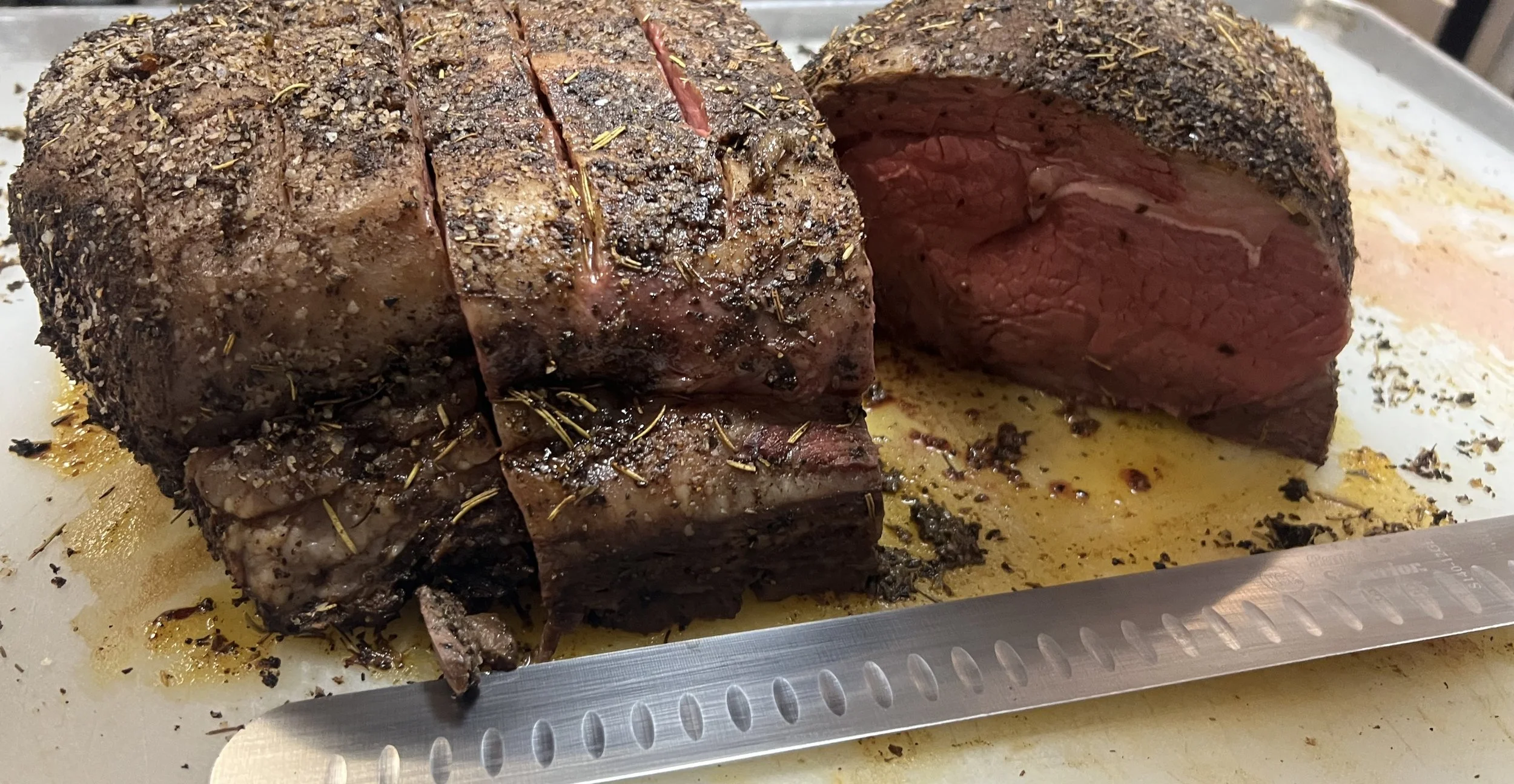 Slow roasted hand carved prime rib.  Book your reservations at The Copper Kettle where the best steaks, seafood and wine is offered at SML.
