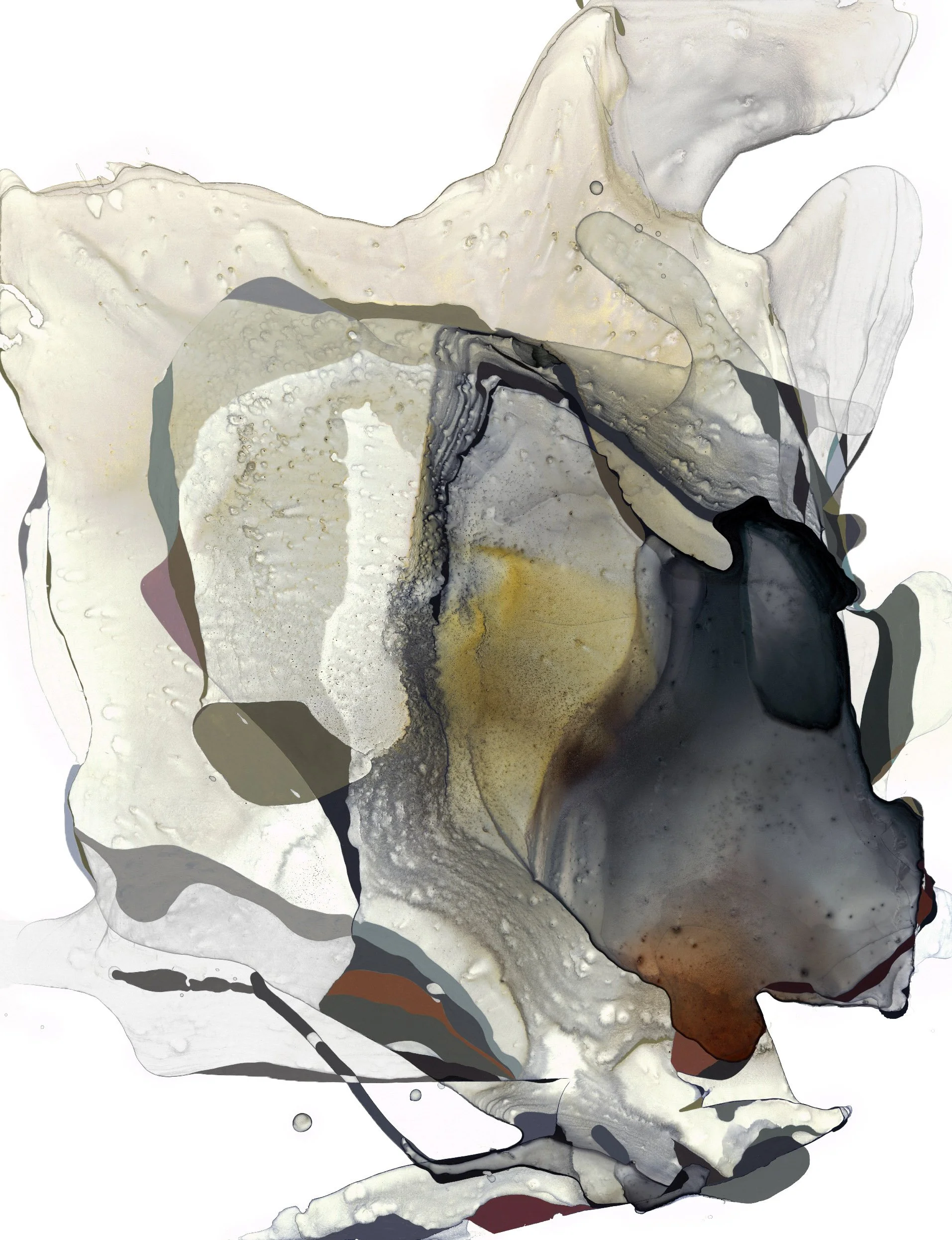 Thinking Stone, 20 x 26 inches, Watercolor, gouache, and acrylic ink on paper, Available