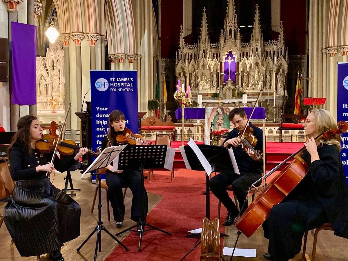 A quartet from the Irish Doctors Orchestra performing last night supporting the St James&rsquo;s Hospital Foundatiom Carol Concert 🎄