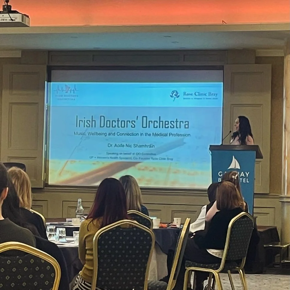 Our wonderful committee-member, GP and flautist Dr Aoife Nic Samhrain representing the IDO at the recent Women in Medicine Conference in Galway.