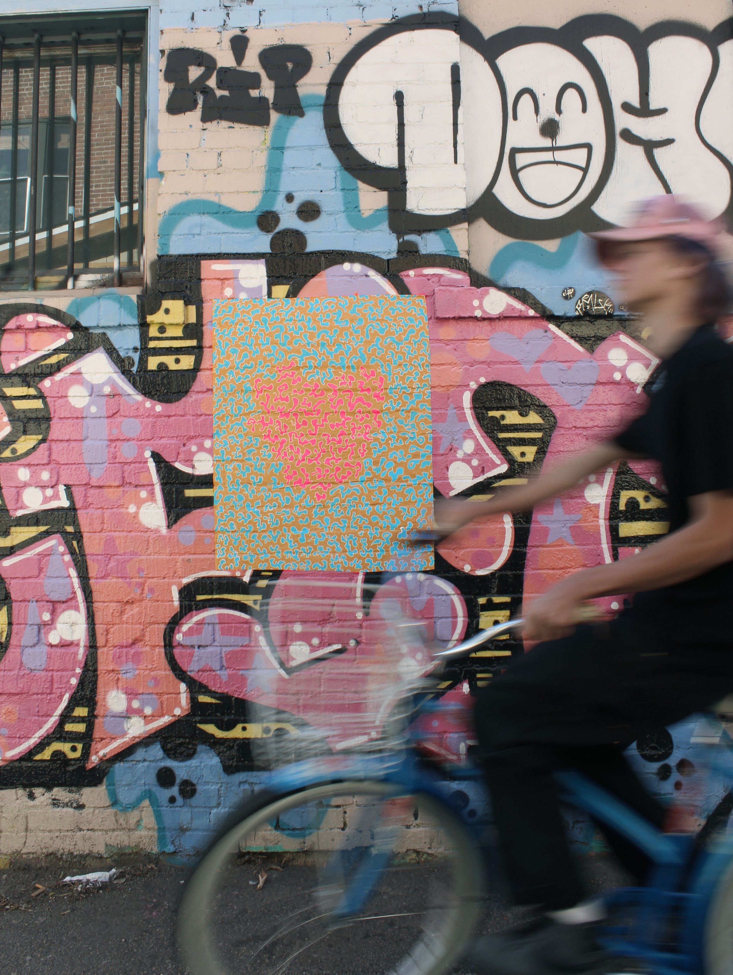 “Objective Cycling” - paint pen, wheat paste, photography