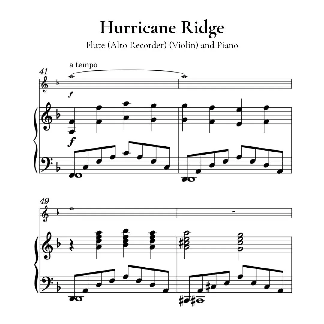 Hurricane Ridge - Flute (Alto Recorder) (Violin) and Piano