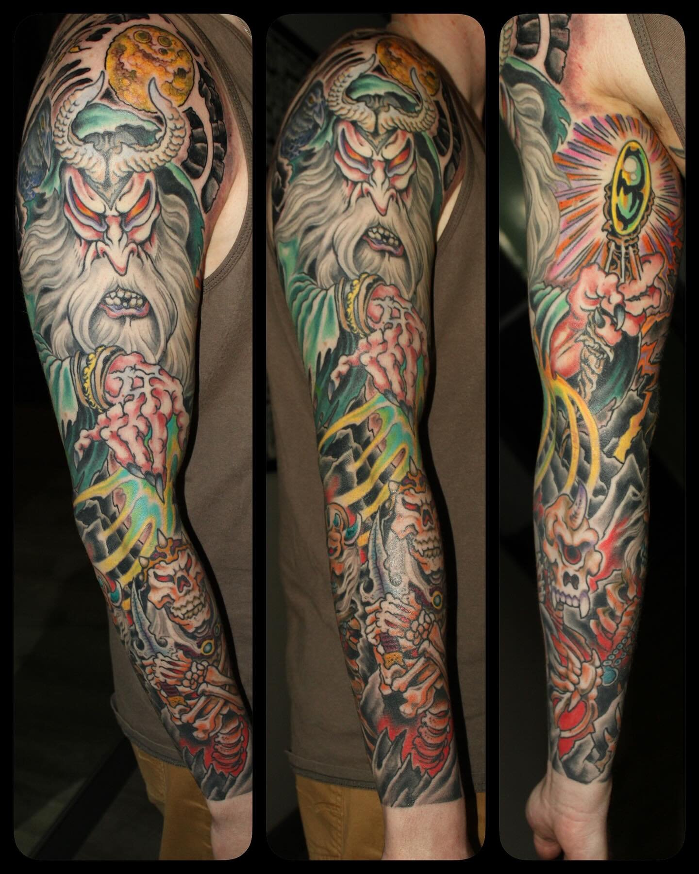 Finished up this sleeve for my buddy @alexmorin7 recently! Stoked on this one, thank you Alex for the freedom to do my thing, and for finishing this one up swiftly! Alex sat like a rock every time and talked about comix with me for hours on end. Woul