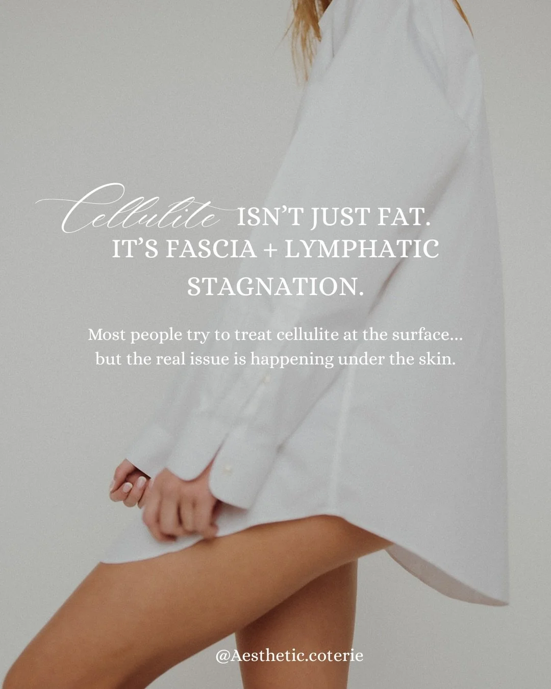 Cellulite is rarely just about fat.

In many cases, it&rsquo;s a combination of fascial restriction and lymphatic stagnation that creates the dimpling appearance in the skin.

When fluid builds up and connective tissue tightens, the skin gets pulled 